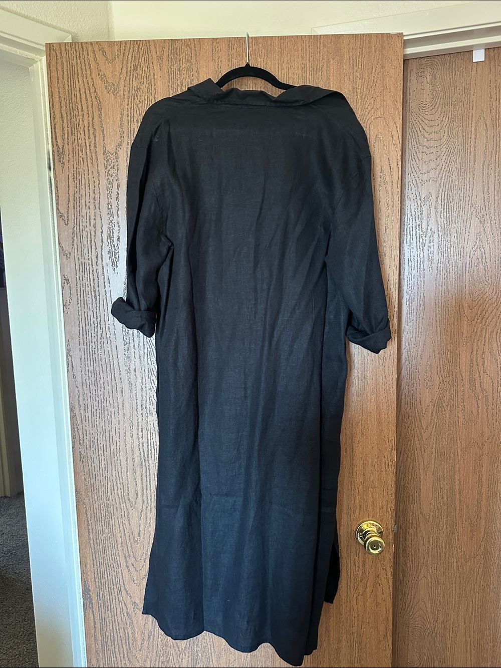 The Drop Black Linen-Blend Midi Shirt Dress - Picture 3 of 3